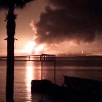 Screen capture from video purporting to show explosions in the Syrian port city of Latakia, March 27, 2025. (X: Used in accordance with Clause 27a of the Copyright Law)